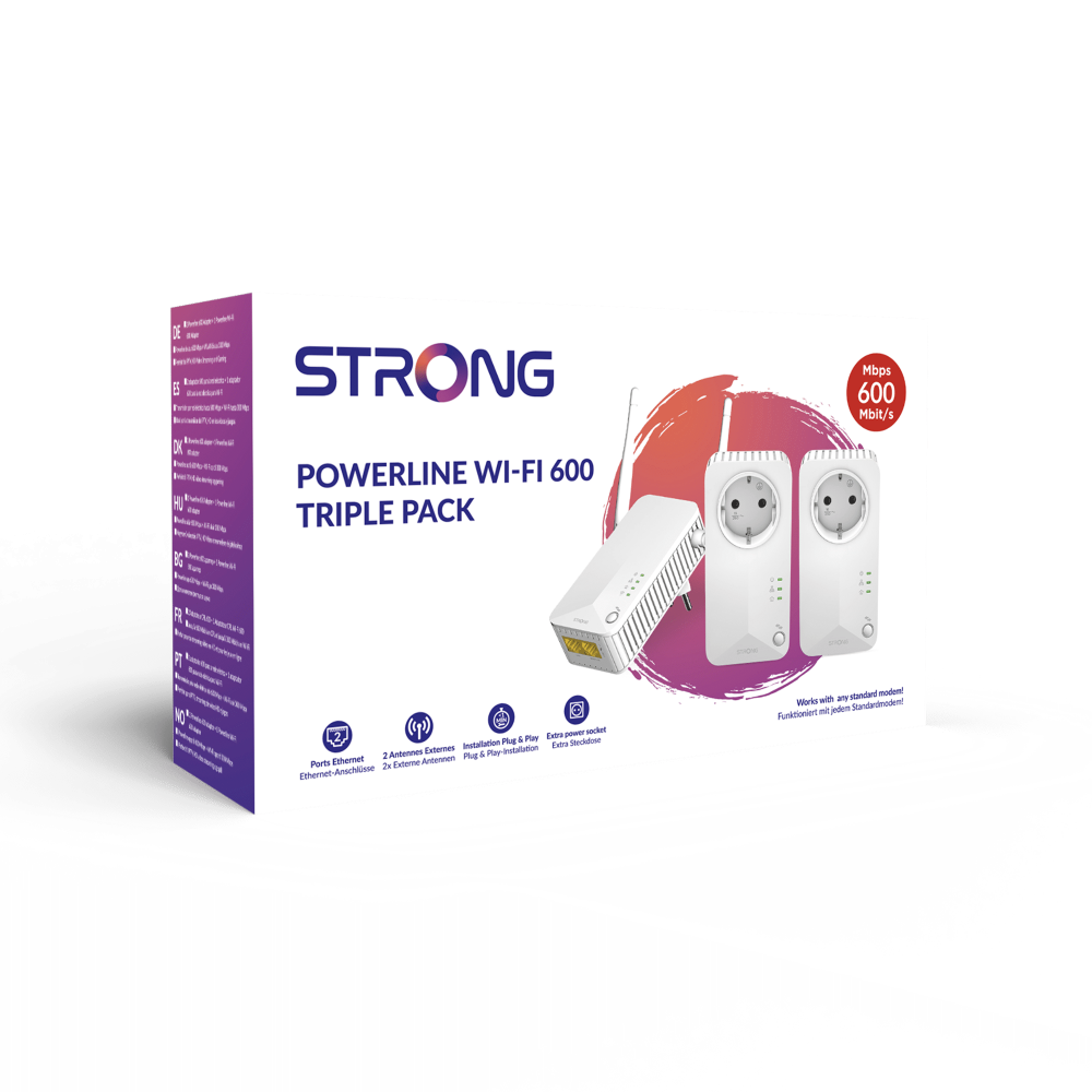 Pack 3 Powerline Strong com Wi-Fi 600