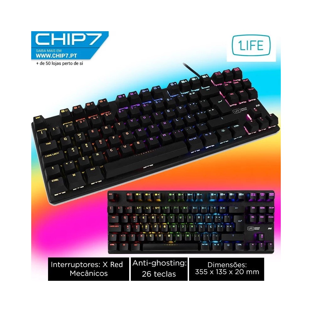 Teclado Mecânico 1Life gkb:mekan RGB TKL X Red PT