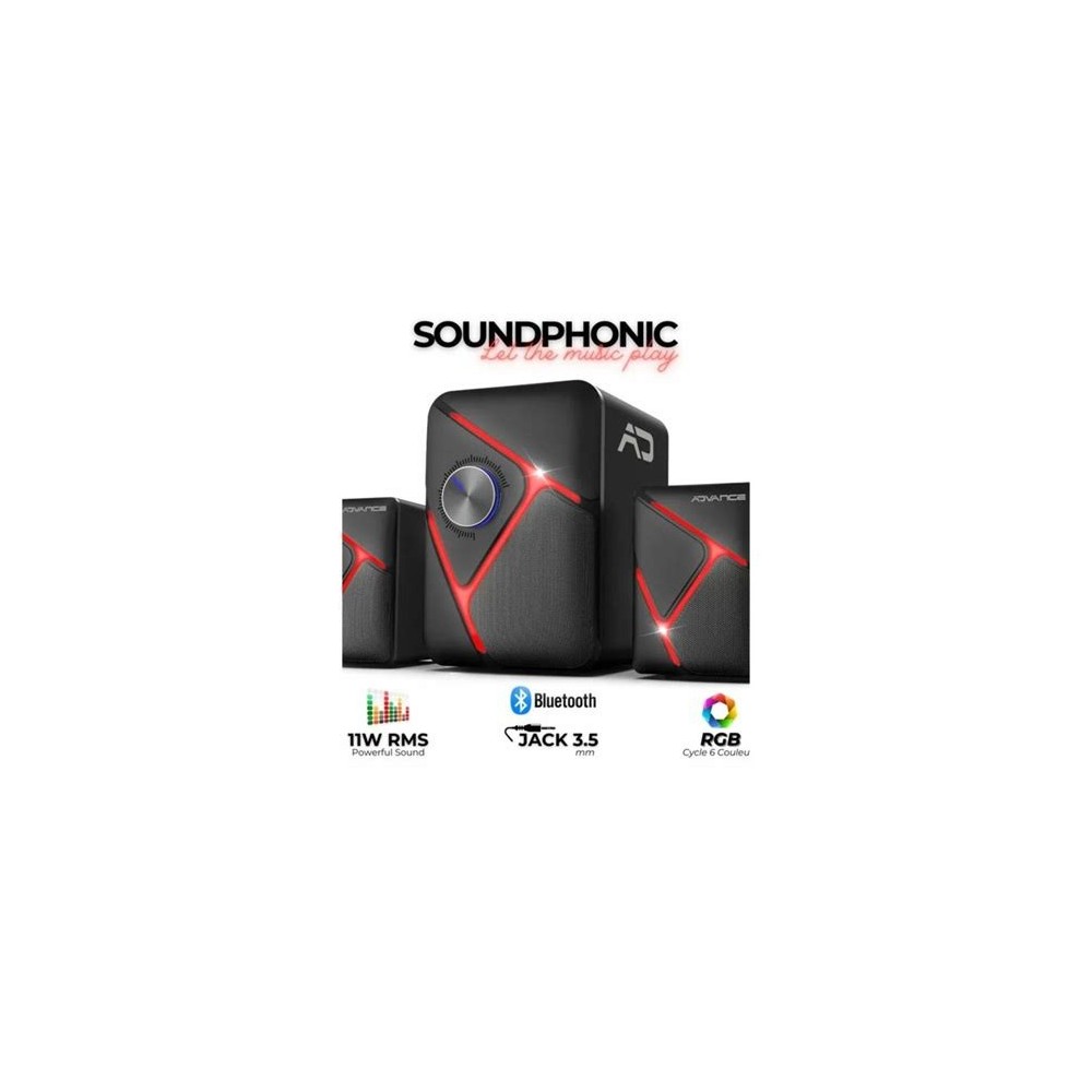 Colunas ADVANCE SOUNDPHONIC 11W RMS 2.1 RGB Bluetooth / Jack 3.5mm