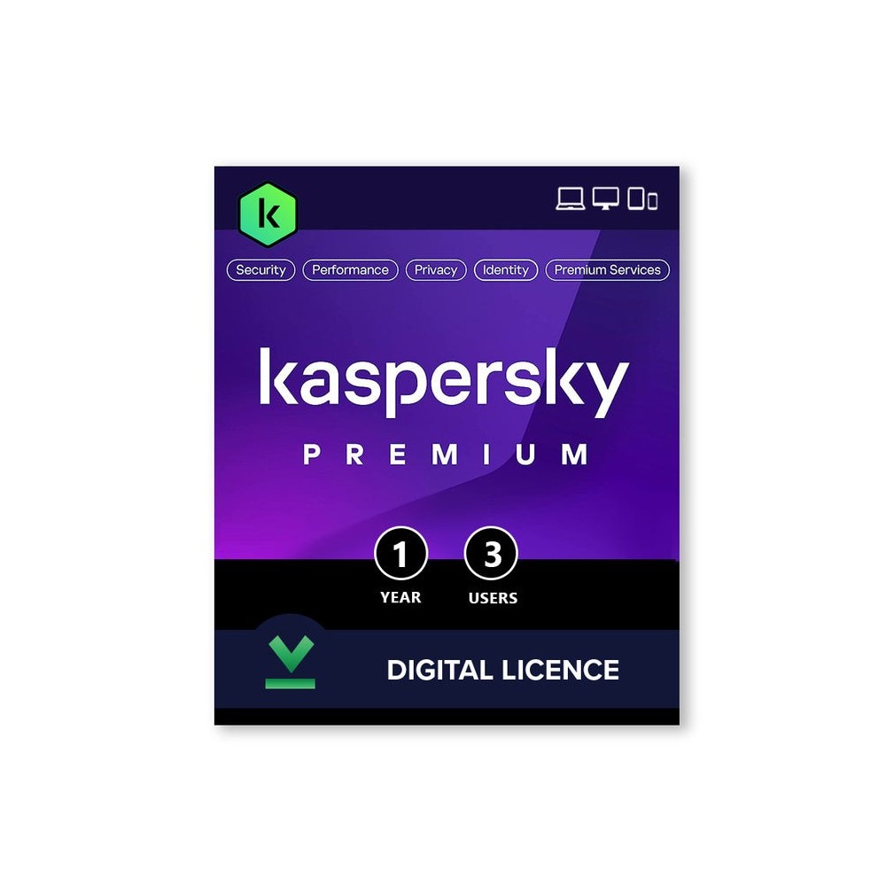 Kaspersky Premium (3 Dispositivos, 1 ano) Licença Digital